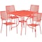 Flash Furniture 35.5" Square Coral Steel Table w/ 4 Chairs CO-35SQ-02CHR4-RED-GG - alternate 2