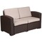 Flash Furniture Chocolate Rattan Loveseat w/All-Weather Cushions DAD-SF1-2-GG - alternate 3