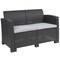 Flash Furniture Dk Gray Rattan Loveseat w/ All-Weather Cushions DAD-SF2-2-DKGY-GG - alternate 2