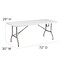 Flash Furniture Rectangle Wh 30X72 Plastic Bi-Fold Table, 30" W, 72" L, 29" H, Plastic Top, White DAD-YCZ-183Z-GG - alternate 2