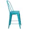 Flash Furniture Teal Metal Outdoor Stool, 24", Color: Blue ET-3534-24-CB-GG - alternate 9