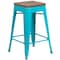 Flash Furniture No Back Metal Stool, 24", Teal ET-BT3503-24-CB-WD-GG - alternate 2