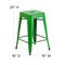Flash Furniture 24" High Backless Green Counter Height Stool ET-BT3503-24-GN-GG - alternate 2