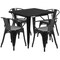 Flash Furniture Square Black Metal Table Set, 31.5SQ, 31.5" W, 31.5" L, 29.5" H, Metal, Black ET-CT002-4-70-BK-GG - alternate 3