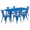 Flash Furniture Rectangle Blue Metal Table Set, 31-1/2"X63", 31.5" W, 63" L, 29.5" H, Metal, Blue ET-CT005-6-30-BL-GG - alternate 3