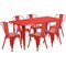 Flash Furniture Rectangle Red Metal Table Set, 31-1/2"X63", 31.5" W, 63" L, 29.5" H, Metal, Red ET-CT005-6-30-RED-GG - alternate 4