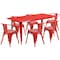 Flash Furniture Rectangle 31.5" W, 63" L, 29.5" H, Metal, Red ET-CT005-6-70-RED-GG - alternate 4