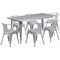 Flash Furniture Rectangle Silver Metal Table Set, 31-1/2"X63", 31.5" W, 63" L, 29.5" H, Metal, Grey ET-CT005-6-70-SIL-GG - alternate 2