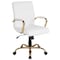 Flash Furniture Mid-Back White Leather Swivel Office Chair with Gold Frame and Arms GO-2286M-WH-GLD-GG - alternate 3