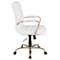 Flash Furniture Mid-Back White Leather Swivel Office Chair with Gold Frame and Arms GO-2286M-WH-GLD-GG - alternate 11