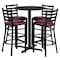 Flash Furniture Round Black Bar Table, X-Base w/Burgundy Seats, Laminate Top, Wood Grain HDBF1025-GG - alternate 2