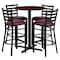 Flash Furniture Round Mahgny Bar Table, X-Base w/Burg Seats, 30", 30" L, 30" W, 42" H, Laminate Top, Wood Grain HDBF1026-GG - alternate 3