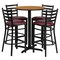 Flash Furniture Round Natural Bar Table, X-Base w/Burgndy Seats, Laminate Top, Wood Grain HDBF1027-GG - alternate 2