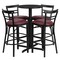 Flash Furniture Round Blk Bar Table, Rnd Base, Burgundy Seat, 24", Laminate Top, Wood Grain HDBF1037-GG - alternate 3