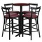 Flash Furniture Round Mahogany Bar Table, X-Base, Burg Seats, 24", Laminate Top, Wood Grain HDBF1038-GG - alternate 2