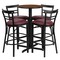 Flash Furniture Round Walnut Bar Table, X-Base w/Burg Seats, 24", 24" L, 24" W, 42" H, Laminate Top, Wood Grain HDBF1040-GG - alternate 3
