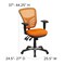 Flash Furniture Contemporary Chair Mid-Back Exec Chair, Orange, Adjustable Arms, 18" to 23" Height, Mesh, Orange HL-0001-OR-GG - alternate 6