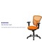 Flash Furniture Contemporary Chair Mid-Back Exec Chair, Orange, Adjustable Arms, 18" to 23" Height, Mesh, Orange HL-0001-OR-GG - alternate 7