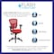 Flash Furniture Contemporary Chair Mid-Back Exec Chair, Red, Adjustable Arms, 18" to 23" Height, Mesh, Red HL-0001-RED-GG - alternate 3