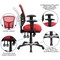 Flash Furniture Contemporary Chair Mid-Back Exec Chair, Red, Adjustable Arms, 18" to 23" Height, Mesh, Red HL-0001-RED-GG - alternate 5