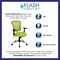 Flash Furniture Task Chair, 18" to 22", Fixed Arms, Green H-8369F-GN-GG - alternate 2