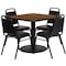 Flash Furniture Square Wlnut Table, Bnqut Chair, Sqr, Rnd Base, 36", Laminate Top, Wood Grain RSRB1012-GG - alternate 2