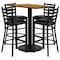 Flash Furniture Rectangle Ntrl Bar Tble, Rctngl w/Rnd Base, Blk Seat, Laminate Top, Wood Grain RSRB1019-GG - alternate 2