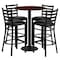 Flash Furniture Round Mahogany Bar Table, X-Base w/Black Seats, Laminate Top, Wood Grain RSRB1022-GG - alternate 2