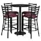 Flash Furniture Round Blk Bar Table, Rnd Base w/Burg Seats, 30", Laminate Top, Wood Grain RSRB1025-GG - alternate 2