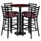 Flash Furniture Round Mahogany Bar Table, X-Base w/Brgndy Seats, Laminate Top, Wood Grain RSRB1026-GG - alternate 2