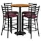 Flash Furniture Round Natrl Bar Tble, Rnd Base w/Burg Seats, 30", Laminate Top, Wood Grain RSRB1027-GG - alternate 3