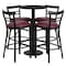 Flash Furniture Round Blk Bar Table, X-Base, Burgundy Seats, 24", Laminate Top, Wood Grain RSRB1037-GG - alternate 2