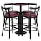 Flash Furniture Round Mahgny Bar Table, Rnd Base, Burg Seats, 24", 24" L, 24" W, 42" H, Laminate Top, Wood Grain RSRB1038-GG - alternate 2