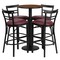 Flash Furniture Round Wlnut Bar Tble, Rnd Base w/Burg Seats, 24", Laminate Top, Wood Grain RSRB1040-GG - alternate 3