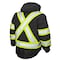 Tough Duck Men's Hi-Vis 5-in-1 Safety Jacket, 300D Poly Oxford with PU Coating, Black, LT S42641 - alternate 6