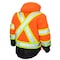 Tough Duck Men's Hi-Vis 5-in-1 Safety Jacket, 300D Poly Oxford with PU Coating, Fluorescent Orange, LT S42641 - alternate 2