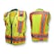 Radians Unisex Two-Tone Hi-Vis Engineer Vest, Woven Polyester Front/Mesh Back, Zipper, Hi-Vis Green SV55-2ZGD-L - alternate 2