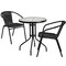 Flash Furniture Lila 23.75'' Round Glass Metal Table with 2 Black Rattan Stack Chairs TLH-071RD-037BK2-GG - alternate 6