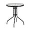 Flash Furniture Lila 23.75'' Round Glass Metal Table with 2 Black Rattan Stack Chairs TLH-071RD-037BK2-GG - alternate 5