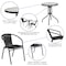 Flash Furniture Lila 23.75'' Round Glass Metal Table with 2 Black Rattan Stack Chairs TLH-071RD-037BK2-GG - alternate 4