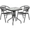 Flash Furniture 23.5" Square Glass Metal Table w/ 2 Metal Chairs TLH-0731SQ-017CBK2-GG - alternate 6