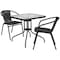 Flash Furniture Square Table Set, Aluminum, Glass, Metal, Plastic, Rattan, Clear TLH-073SQ-037BK2-GG - alternate 7