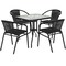 Flash Furniture Square Table Set, Aluminum, Glass, Metal, Plastic, Rattan, Clear TLH-073SQ-037BK4-GG - alternate 6