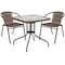 Flash Furniture Square Table Set, Aluminum, Glass, Metal, Plastic, Rattan, Clear TLH-073SQ-037BN2-GG - alternate 5