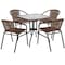 Flash Furniture Square Table Set, Aluminum, Glass, Metal, Plastic, Rattan, Clear TLH-073SQ-037BN4-GG - alternate 3