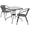 Flash Furniture Square Metal Table, Sqr w/Rattan Chairs, Gray, 28", Aluminum, Glass, Metal, Plastic, Rattan, Clear TLH-073SQ-037GY2-GG - alternate 6