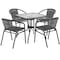 Flash Furniture Square Metal Table, Sqr w/Rattan Chairs, Gray, 28", Aluminum, Glass, Metal, Plastic, Rattan, Clear TLH-073SQ-037GY4-GG - alternate 7