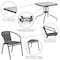 Flash Furniture Square Metal Table, Sqr w/Rattan Chairs, Gray, 28", Aluminum, Glass, Metal, Plastic, Rattan, Clear TLH-073SQ-037GY4-GG - alternate 2