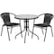 Flash Furniture Round Glass Table w/2 Blk Rattan Chrs, Rnd, 28", Aluminum, Glass, Metal, Plastic, Rattan, Clear TLH-087RD-037BK2-GG - alternate 4