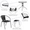 Flash Furniture Round Glass Table w/4 Blk Rattan Chrs, Rnd, 28", Aluminum, Glass, Metal, Plastic, Rattan, Clear TLH-087RD-037BK4-GG - alternate 4